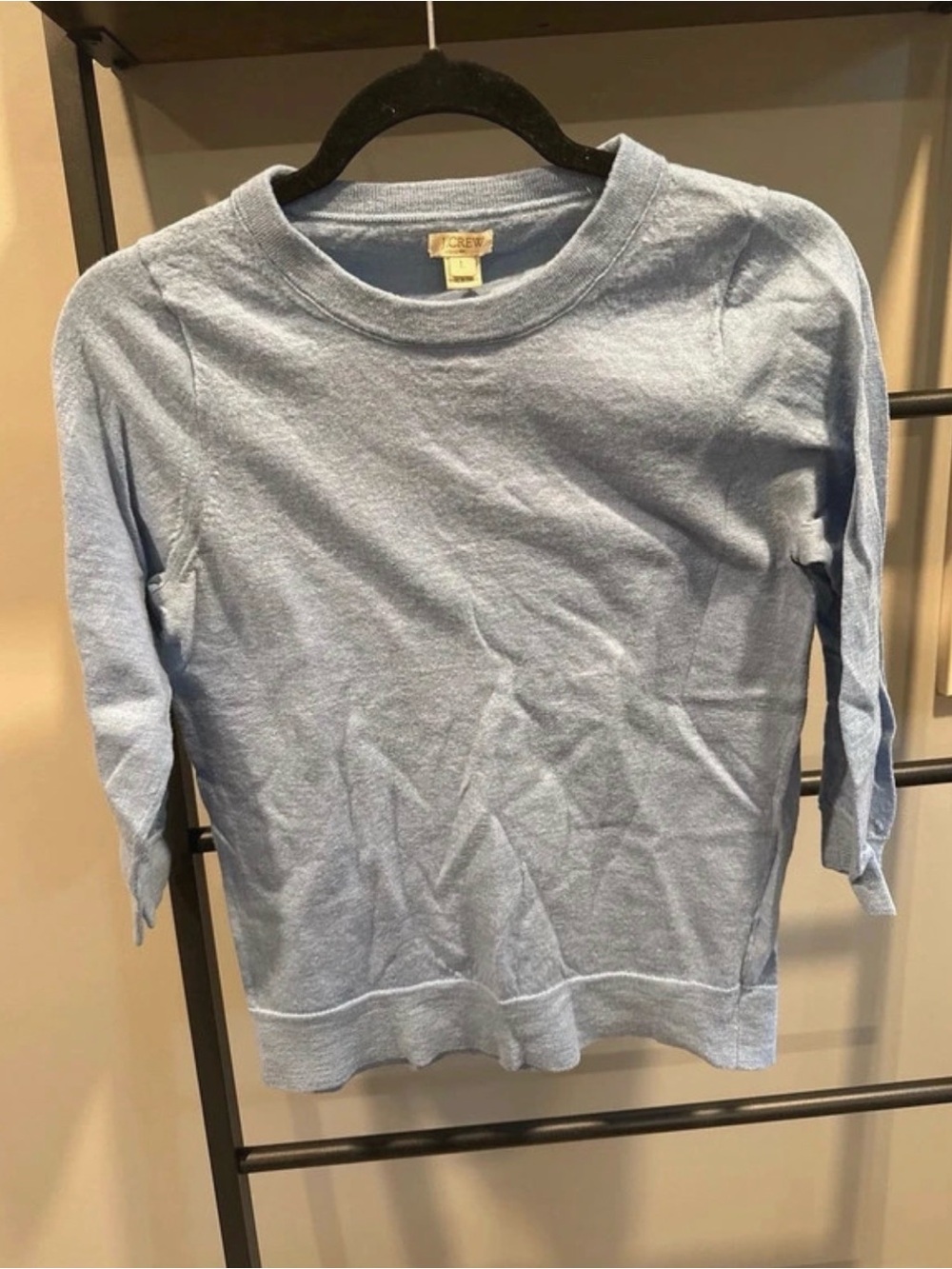 J. Crew Light Blue Merino Wool 3/4 Sleeve Sweater